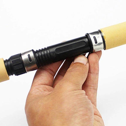 Portable Ice Fishing Rod, 27 cm, Lightweight for Easy Carry - close-up of carbon fiber rod handle and reel seat held in hand