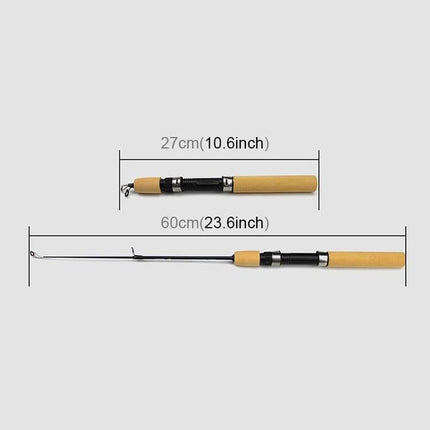 Portable Ice Fishing Rod, 27 cm, Lightweight for Easy Carry - carbon fiber collapsible 27cm to 60cm ice fishing rod with cork handle
