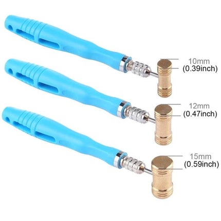15mm Mini Round Head Copper Hammer for Light Woodworking and Crafting - compact copper 15mm head with blue ABS handle for precision model, jewelry and delicate wood work