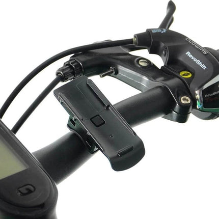 Bike Base Bicycle GPS Holder Stand For Garmin eTrex mounted on bike handlebar showing secure clamp and easy-access position