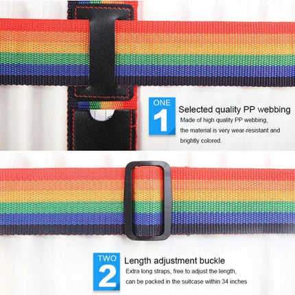 Rainbow Elastic Telescopic Luggage Strap Adjustable 34 Inch