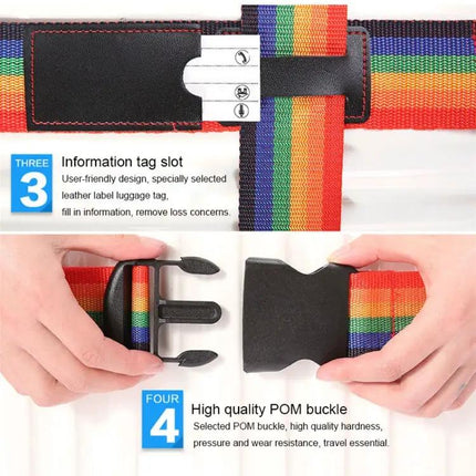 Rainbow Elastic Telescopic Luggage Strap Adjustable 34 Inch