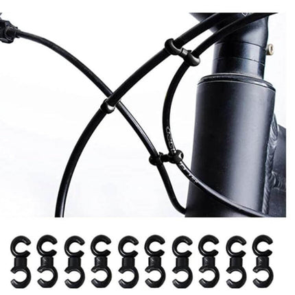 ZTTO S Style Brake Cable Clips, Pack Of 20 For MTB Use - black plastic 360° rotatable cable guides organizing brake and derailleur housings on bike frame