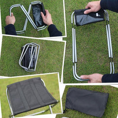 Taburete plegable compacto para exteriores con estructura de aluminio y tela Oxford impermeable