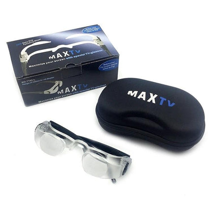 Magnifying Glasses for TV Viewing with Myopia Adjustment Support - clear aspherical lenses, hard case and retail box for 3m TV viewing