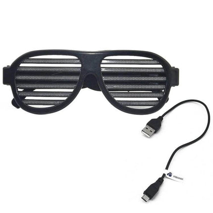 LED Musical Shades Sound Activated Party Glasses For Celebrations - black USB rechargeable sound-activated LED party shutter shades