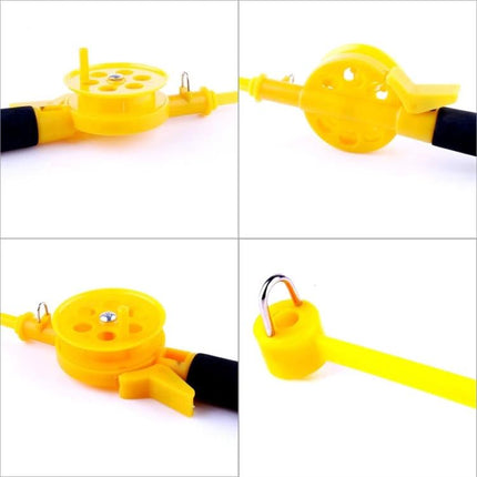 Ice Fishing Rod 33cm For Lakes And Ponds For Everyday Use - compact yellow ice fishing rod with reel and ergonomic grip