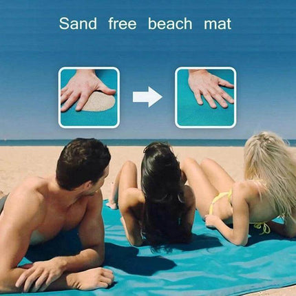 Sand Free Mat 2x2m Outdoor Picnic Beach Cushion For Outdoor Fun - 2x2m sand-free beach mat with family lounging on blue mat