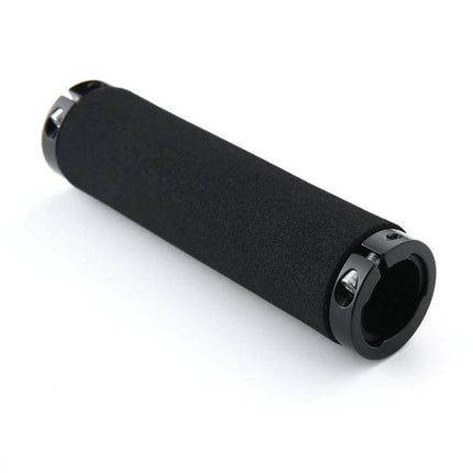 Alloy Lock Ring Bicycle Handlebar Grips Black Pair - 130mm black foam grip with red accents, alloy lock rings for road and mountain bikes, anti-slip comfort