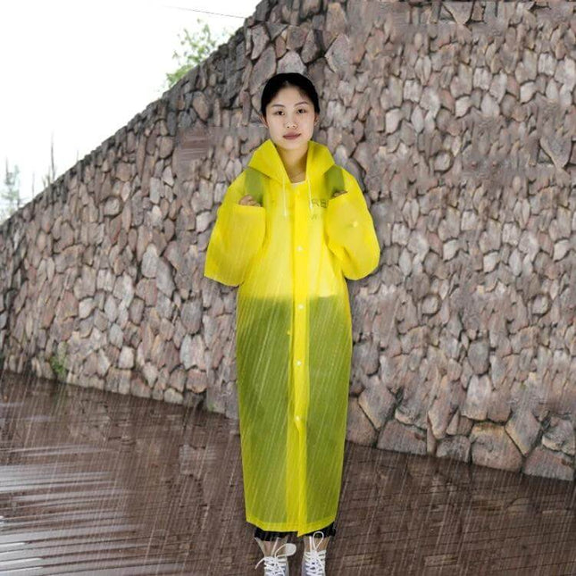 Transparent Windproof One-Piece Raincoat for Everyday Use - lightweight transparent yellow EVA raincoat in rain, windproof protection