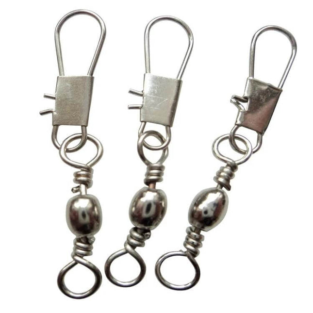 Fishing Barrel Swivel With Snap Ring, 3.5cm, 8G, 20 Pack - copper alloy swivels for rigs, quick lure changes and reduced line twist