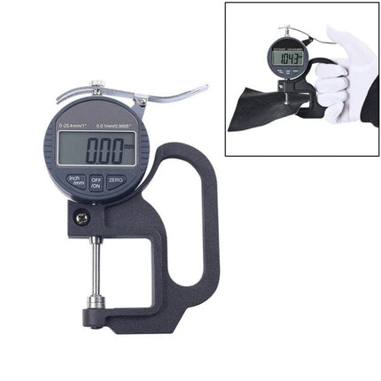 Digital Thickness Gauge for Measuring Soft Materials like Leather - handheld digital gauge measuring leather, paper, and film thickness