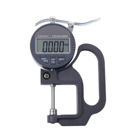 Digital Micrometer Gauge for Measuring Soft Material Thickness digital micrometer with LCD, cushioned anvil, aluminum/ABS shell for leather paper film sponge quality control