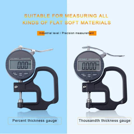 Digital Micrometer Gauge for Measuring Soft Material Thickness - digital thickness gauge for leather, paper, film and sponge with aluminum/ABS shell