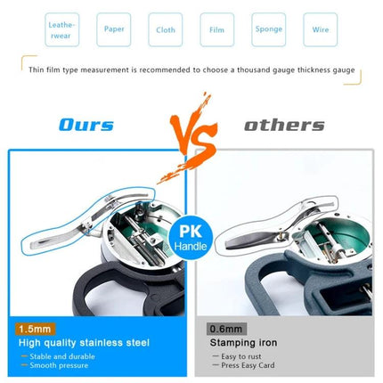 Digital Micrometer Gauge for Measuring Soft Material Thickness — high-quality stainless steel micrometer for leather, paper, film, sponge thickness checks