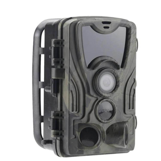Trail Camera for Wildlife Monitoring and Nighttime Security - HC801A camo 1080p 16MP with 0.3s trigger, 110° PIR and 120° lens, no-glow IR