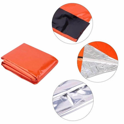 Aotu Orange First Aid Sleeping Bag for Outdoor Camping lightweight aluminized emergency blanket, bright orange, reusable, compact, heat-reflective up to 90%