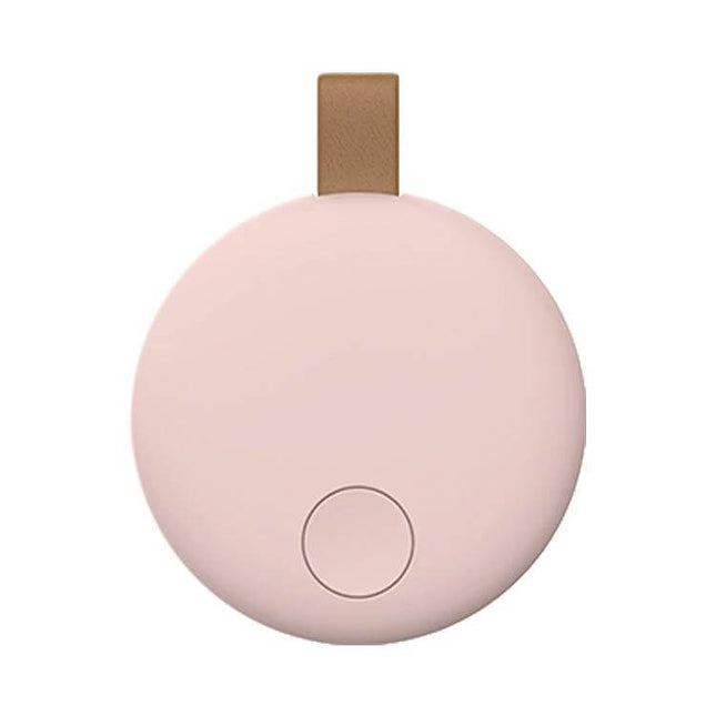 Xiaomi Youpin Bluetooth Anti-Lost Device for Tracking Items - pink round tracker with leather loop for keys and bags