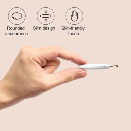Xiaomi Youpin Bluetooth Anti-Lost Device for Tracking Items shown slim rounded compact tracker held between fingers