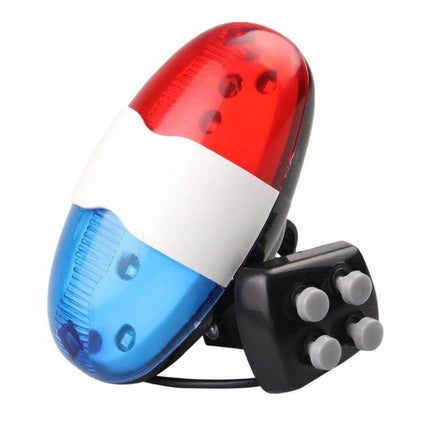 Bicycle 4 Tone Electronic Horn With LED Tail Light - compact red and blue LED rear light with 4-tone electronic horn buttons for urban commuting