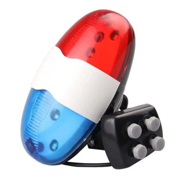 Bicycle 4 Tone Electronic Horn With LED Tail Light - compact red and blue LED rear light with 4-tone electronic horn buttons for urban commuting
