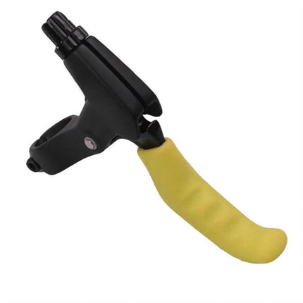 Universal Bicycle Brake Silicone Covers Red For Better Grip - close-up of yellow silicone cover on brake lever improving grip and comfort