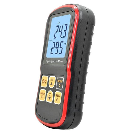 Benetech Portable Light Meter for Everyday Lighting Measurement — handheld lux meter with digital display showing illuminance and temperature