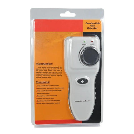 Portable Combustible Gas Detector with Flexible Gooseneck handheld unit in retail packaging for detecting gas leaks