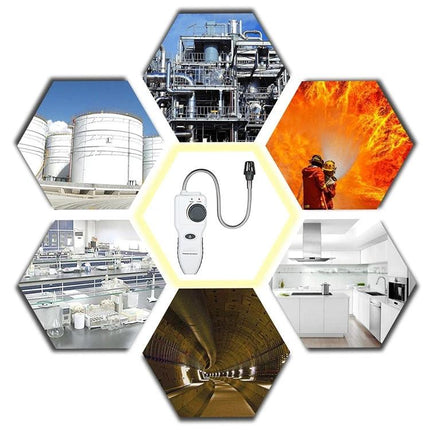 Portable Combustible Gas Detector with Flexible Gooseneck used for detecting leaks in industrial, residential, and emergency settings