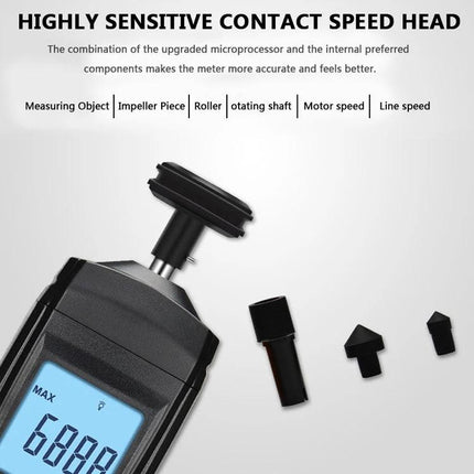 Benetech Portable Contact Tachometer for Speed Measurement handheld tachometer with contact speed head and adapters