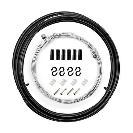 7 In 1 Mushroom Head PVC Brake Cable Tube Set For Road Bike - black PVC sleeve with galvanized inner cable, mushroom head ferrules and fittings