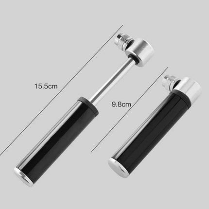 Manual Mini Portable Bicycle Pump Kit With Glue Free Patches And Tire Levers - compact aluminum inflator with frame bracket, built-in gauge, 90g, 9.8–15.5cm