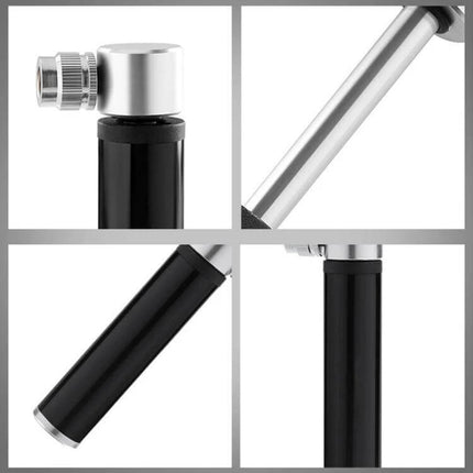 Manual Mini Portable Bicycle Pump Kit With Glue Free Patches And Tire Levers compact aluminum alloy inflator with gauge, frame bracket and tire levers