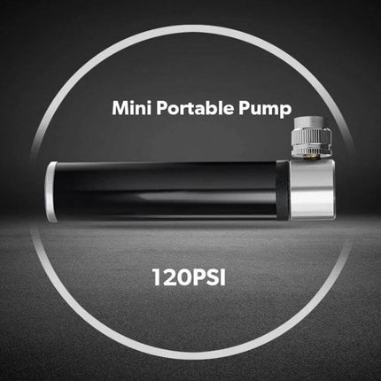 Manual Mini Portable Bicycle Pump Kit With Glue Free Patches And Tire Levers - compact aluminum mini pump with built-in gauge, 120PSI, frame mount bracket