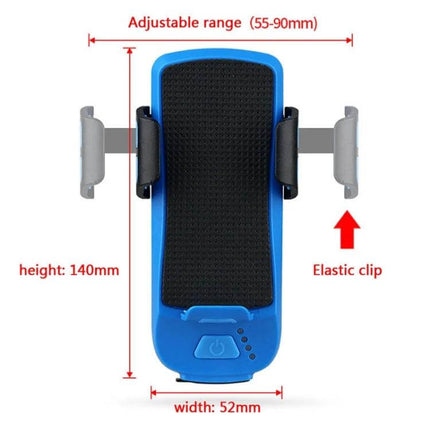 Bike Phone Holder With Headlight For Safe Rides And Convenience - blue adjustable phone cradle with headlight, power bank and elastic clip for handlebars
