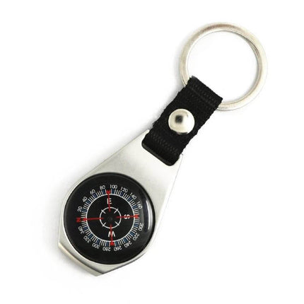 Zinc Alloy Compass Keychain Compact For Everyday Outdoor Use - lightweight zinc alloy compass keyring with black strap for hiking, camping, travel