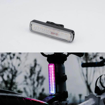 Rainbow Bike Tail Light USB Rechargeable For Night Riding - compact PC housing rainbow-finish rear USB bike tail light for improved visibility