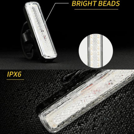 Rainbow Bike Tail Light USB Rechargeable For Night Riding - compact USB-rechargeable rainbow-finish rear light with bright beads, IPX6 water-resistant PC housing
