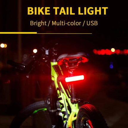 Rainbow Bike Tail Light USB Rechargeable For Night Riding - USB rechargeable rainbow-finish rear light on urban bike improving night visibility