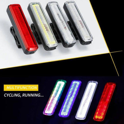 Rainbow Bike Tail Light USB Rechargeable For Night Riding - compact PC housing rear bike light with rainbow finish, USB rechargeable for evening commutes