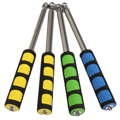 Telescopic Stainless Steel Teaching Stick with Rubber Sleeve and Signal Flag - Random Colors