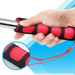 Telescopic Stainless Steel Teaching Stick with Rubber Grip and Signal Flag - 2M, 9 Knots, Random Color