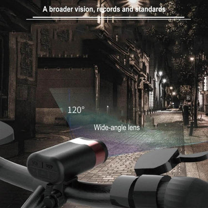 Bicycle Front Light With Built-In Speaker For Night Rides mounted on handlebars showing 120° wide-angle beam and USB charging for evening commutes