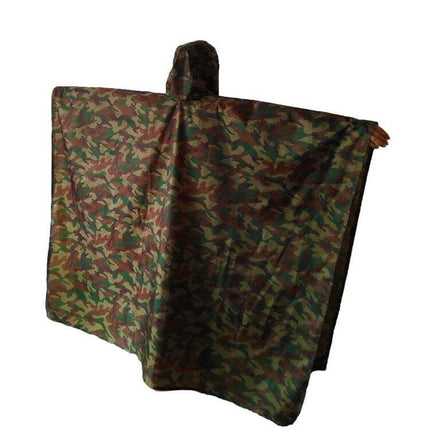 Camouflage Outdoor Backpack Raincoat for Versatile Protection - camo poncho-style raincover protecting hiker and backpack, 210T tear-proof lattice