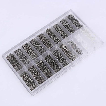 Watch And Sunglasses Screws Repair Kit With Screwdriver organized case with 18 screw sizes, nuts, gaskets and screwdriver for watch and eyewear repairs