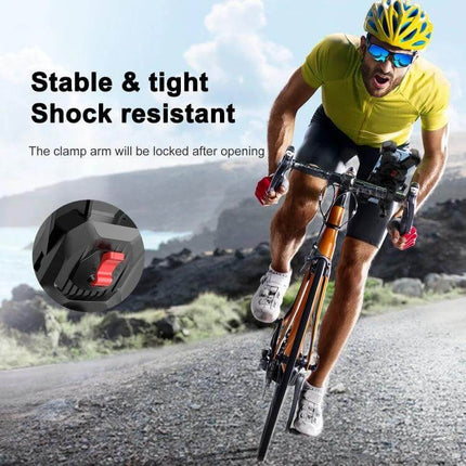 Joyroom Bike Phone Mount For Handlebar On Daily Rides - cyclist on road showing stable, shock resistant handlebar phone holder for 4.7"–7" phones