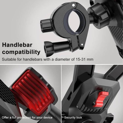 Joyroom Bike Phone Mount For Handlebar On Daily Rides - secure 4.7"-7" phone holder with handlebar clamp, security lock and anti-slip pads