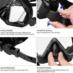 DM600 Adult Silica Gel Diving Mask with Tempered Glass Goggles for Swimming