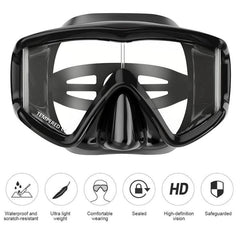 DM600 Adult Silica Gel Diving Mask with Tempered Glass Goggles for Swimming