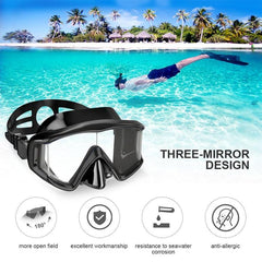 DM600 Adult Silica Gel Diving Mask with Tempered Glass Goggles for Swimming